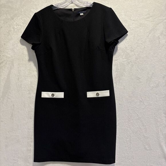 Tommy Hilfiger Dresses & Skirts - TOMMY HILFIGER Short Sleeve Stretch Crewneck Black Sheath Dress Womens 14 Career